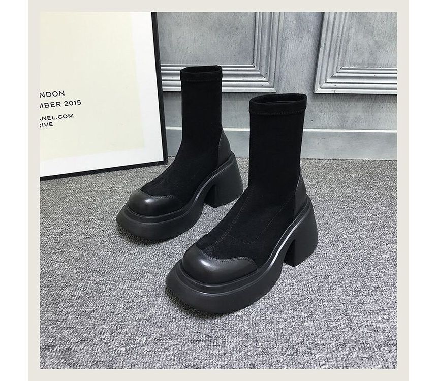 Short Block Boots Heel Platform