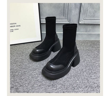 Short Block Boots Heel Platform