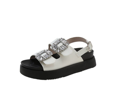 Rhinestone Slingback Platform Sandals