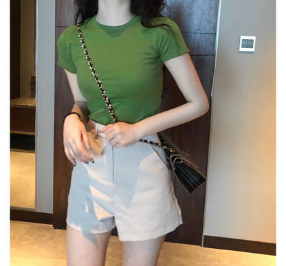 Short-Sleeve Crew Tee Neck Plain