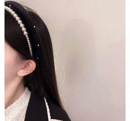 Faux Headband Velvet Pearl