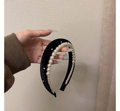 Faux Headband Velvet Pearl