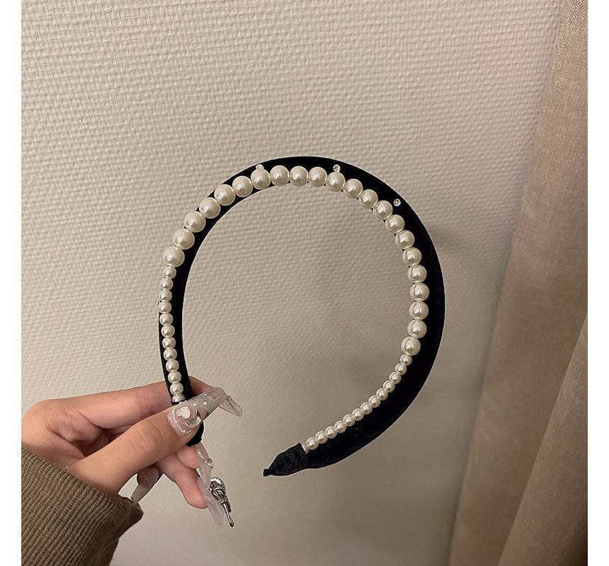 Faux Headband Velvet Pearl