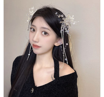 Fringed Clip Hair Faux Butterfly Pearl