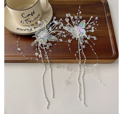 Fringed Clip Hair Faux Butterfly Pearl