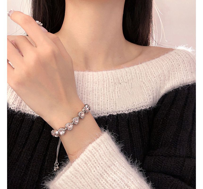 Alloy Rhinestone Bracelet Heart