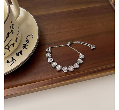 Alloy Rhinestone Bracelet Heart