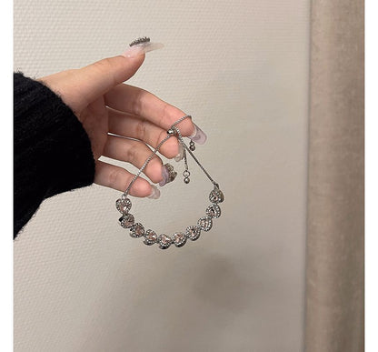Alloy Rhinestone Bracelet Heart
