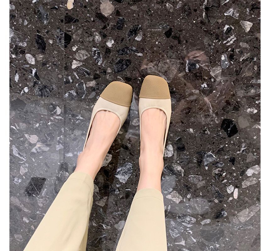 Square-Toe Two-Tone Flats