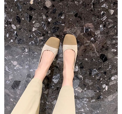 Square-Toe Two-Tone Flats