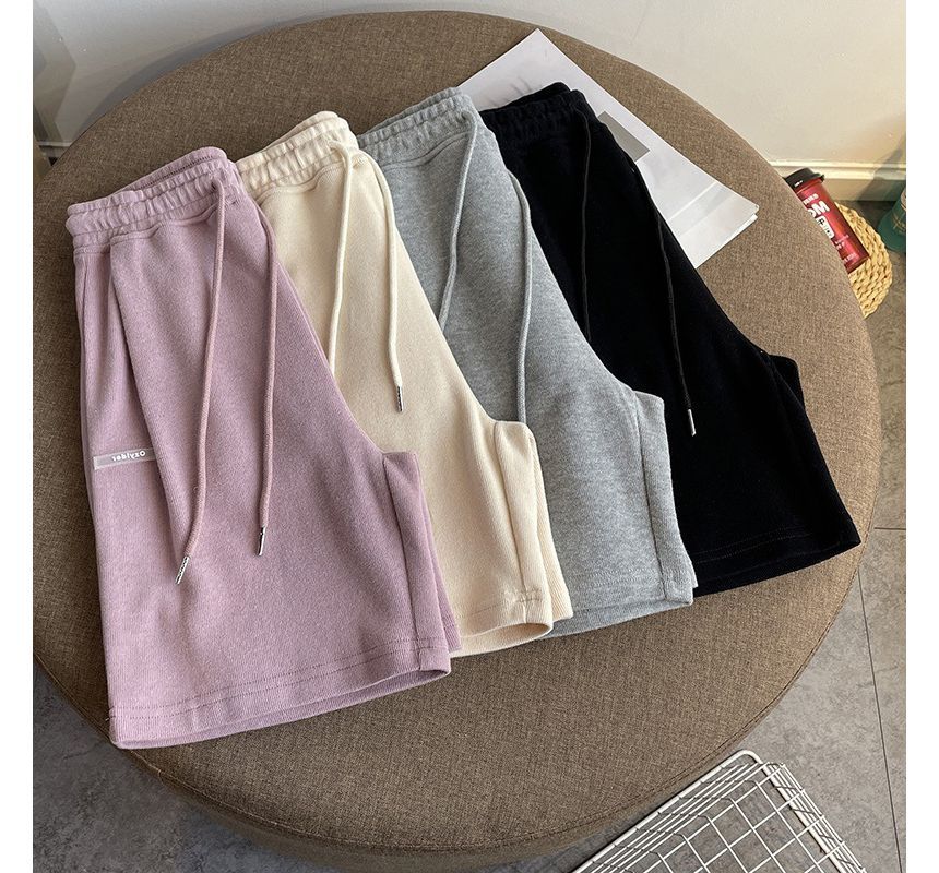Lettering Waist Shorts Drawstring