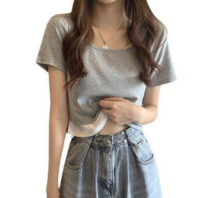 Tee Short-Sleeve Piece Neck Scoop Mock Two