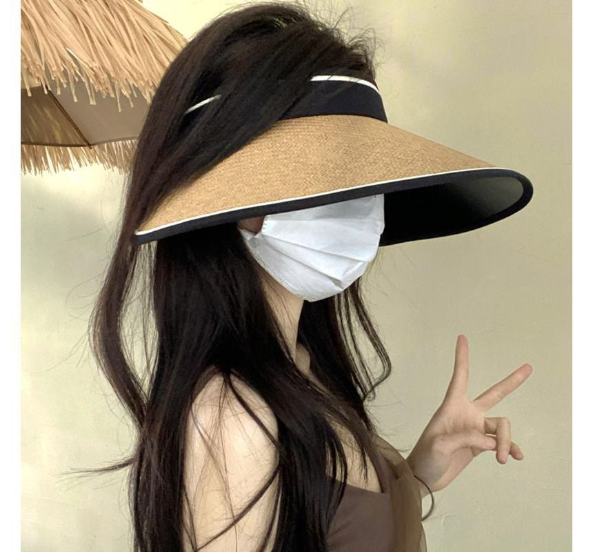 Hat Piped Straw Sun