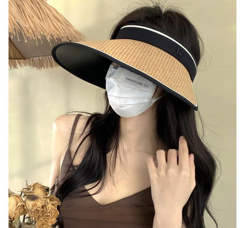 Hat Piped Straw Sun