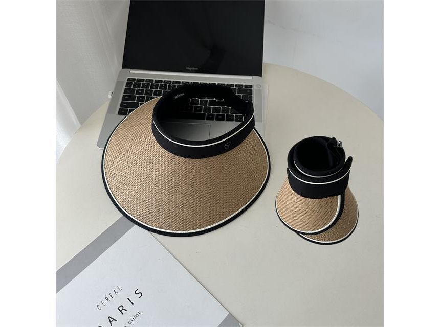 Hat Piped Straw Sun