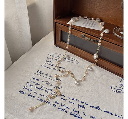 Alloy Pearl Faux Waist Chain Belt Heart
