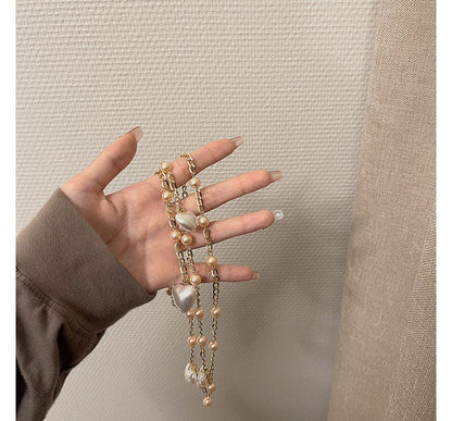 Alloy Pearl Faux Waist Chain Belt Heart