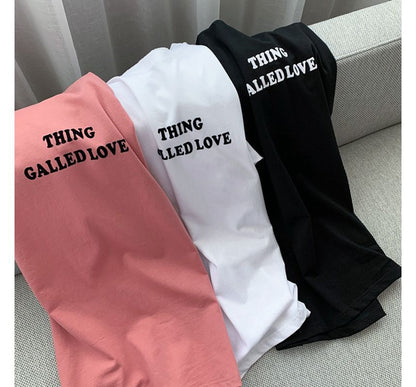 Lettering Tee Short-Sleeve Neck Round