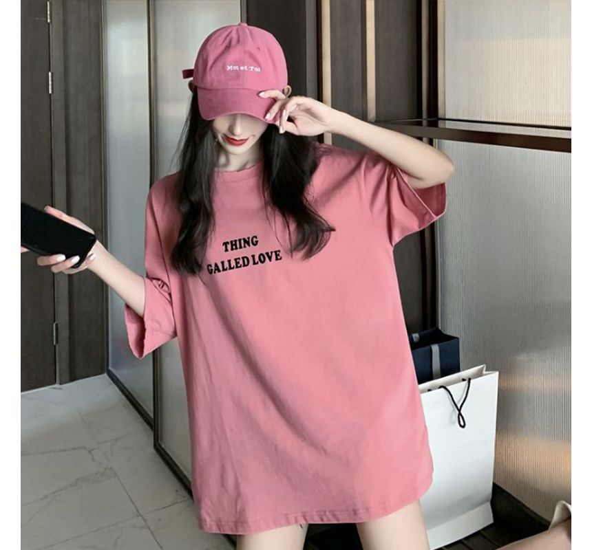 Lettering Tee Short-Sleeve Neck Round