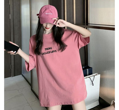 Lettering Tee Short-Sleeve Neck Round