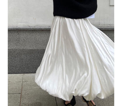 Maxi High Plain Skirt Waist A-Line