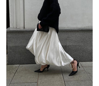 Maxi High Plain Skirt Waist A-Line
