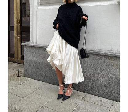 Maxi High Plain Skirt Waist A-Line