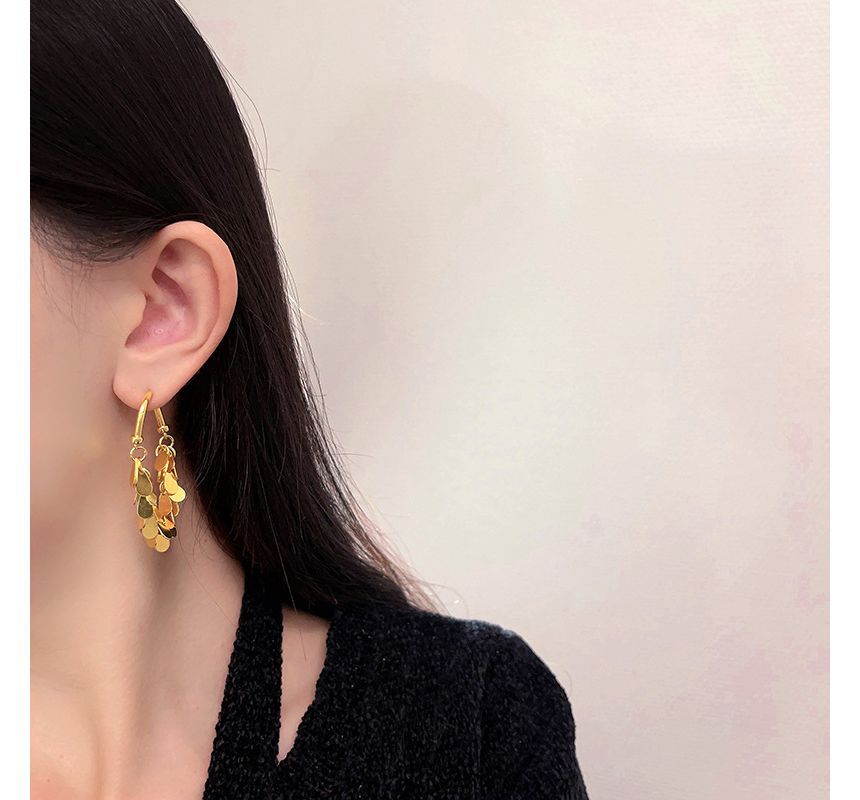 Alloy Droplet Earring Fringed