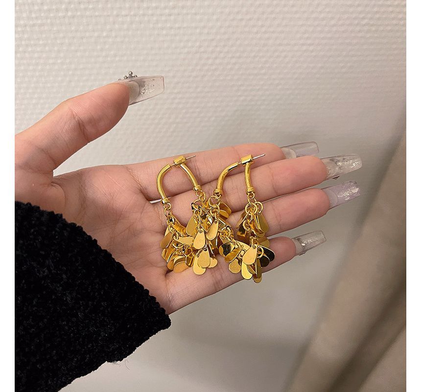 Alloy Droplet Earring Fringed