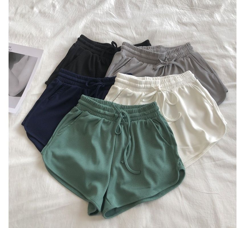 Drawstring Waist Plain Sweat Shorts