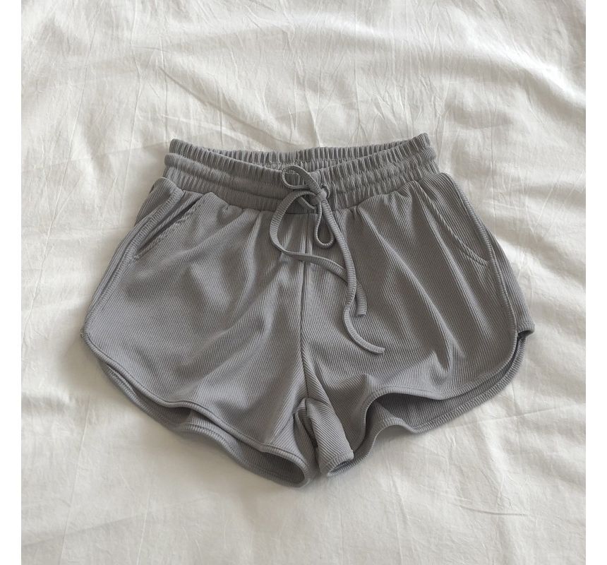 Drawstring Waist Plain Sweat Shorts