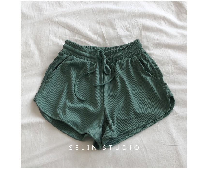 Drawstring Waist Plain Sweat Shorts