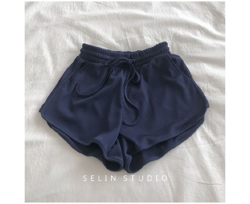 Drawstring Waist Plain Sweat Shorts