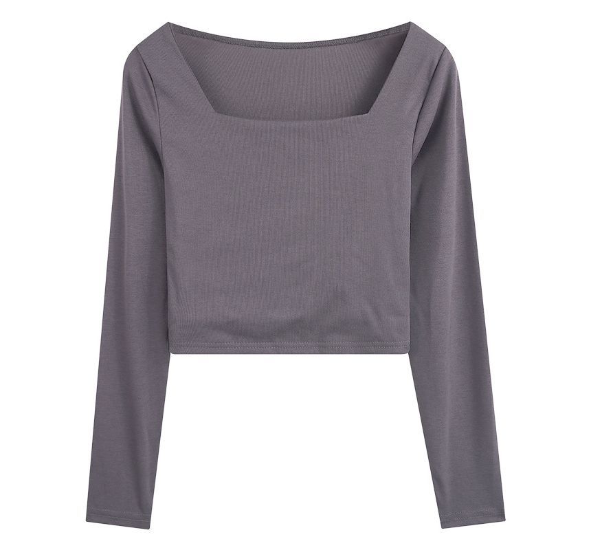 Designs) Square-Neck T-Shirt Crop (Various Plain