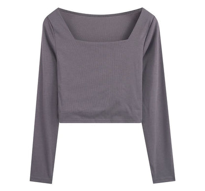Designs) Square-Neck T-Shirt Crop (Various Plain