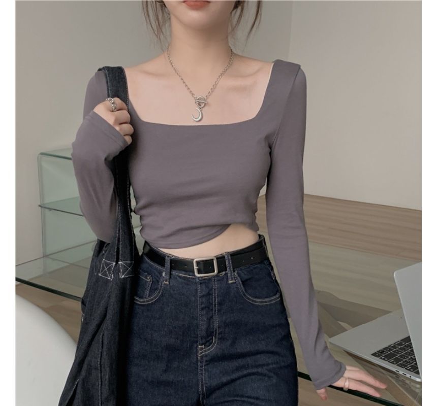 Designs) Square-Neck T-Shirt Crop (Various Plain