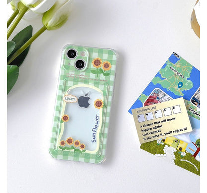 Sunflower Print Card Holder Phone Case