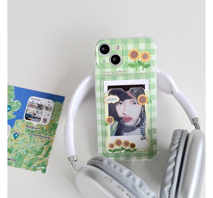 Sunflower Print Card Holder Phone Case