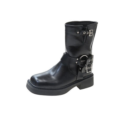 Boots Heel Chunky Buckled Short