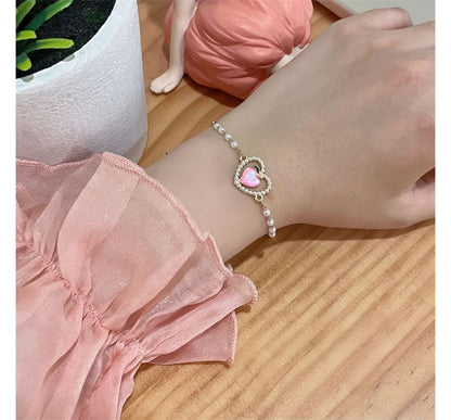 Bracelet Pearl Peach Faux Heart