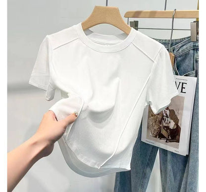 T-Shirt Plain Short-Sleeve Neck Round