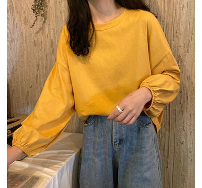 Plain Round Sleeve Neck Balloon Tee