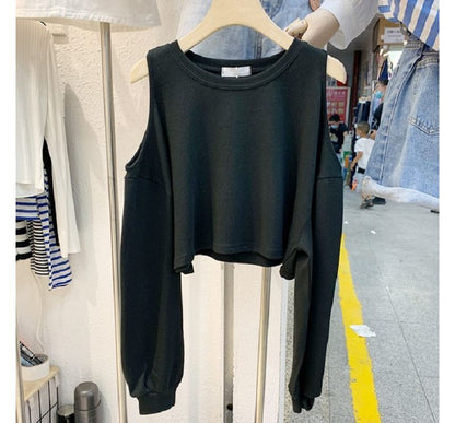 Cold Plain Crop Tee Long-Sleeve Shoulder