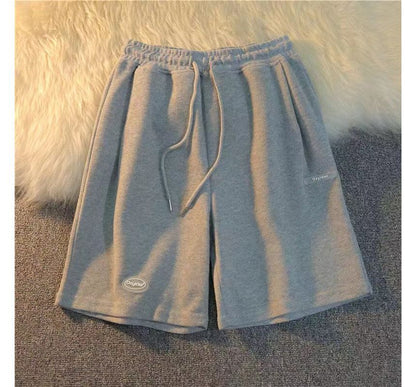 Waist Plain Sweat Shorts Drawstring