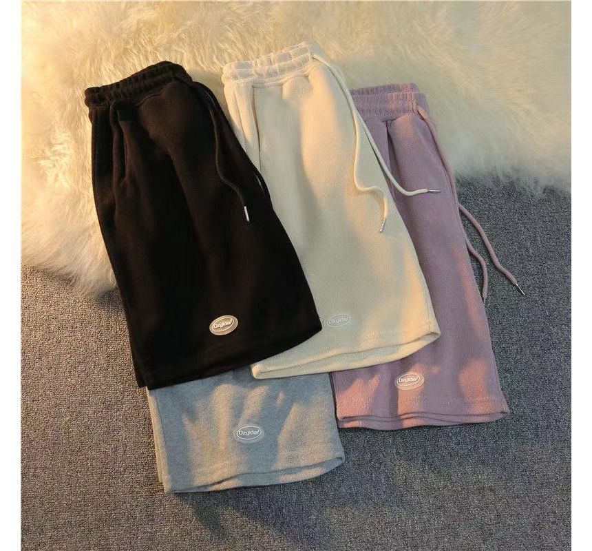 Waist Plain Sweat Shorts Drawstring