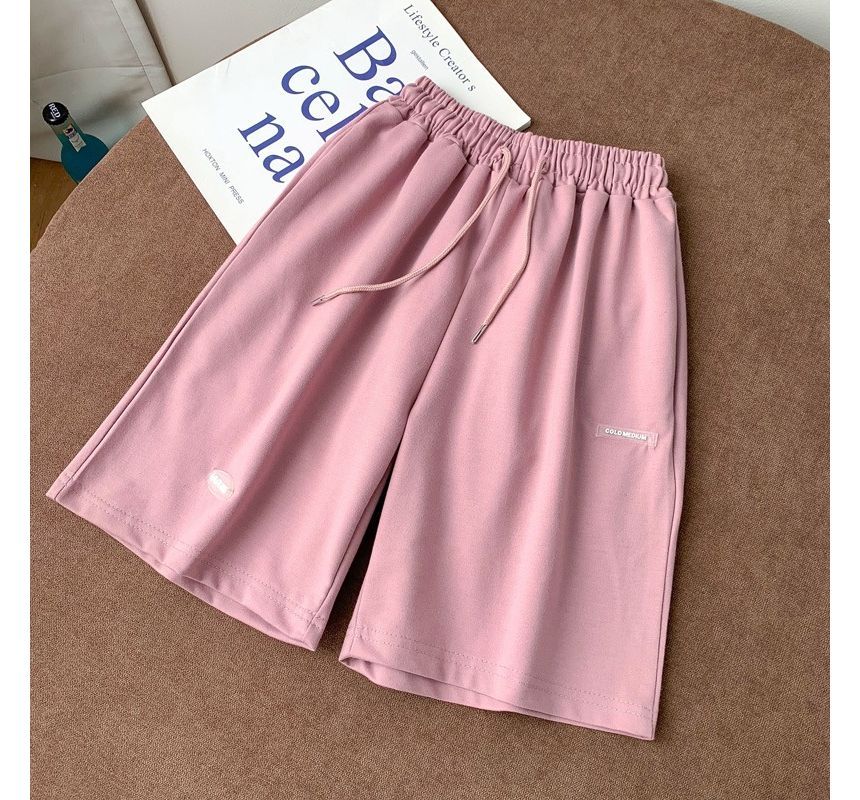 Waist Plain Sweat Shorts Drawstring