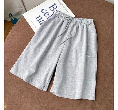 Waist Plain Sweat Shorts Drawstring
