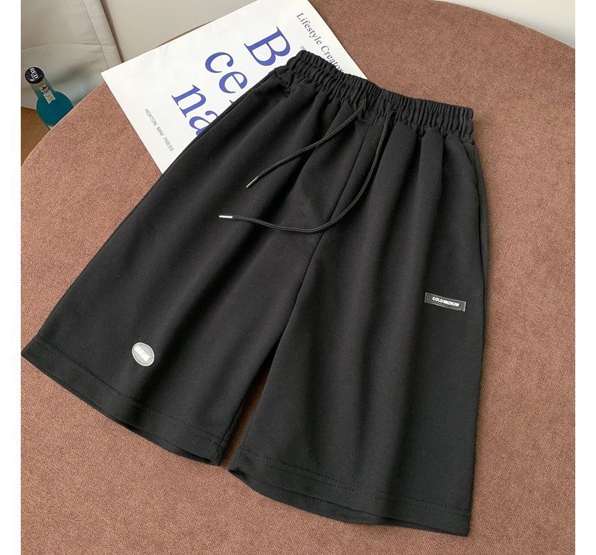 Waist Plain Sweat Shorts Drawstring