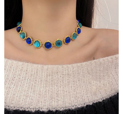 Alloy Choker Gemstone Faux