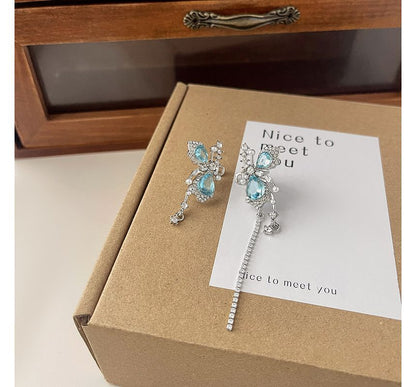 Alloy Butterfly Cuff Earring Faux Asymmetrical Gemstone